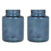 Set van 2x bloemenvazen - blauw/transparant glas - H25 x D17 cm - Vazen