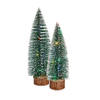 Kleine/mini decoratie kerstboompjes set van 2x st met gekleurd licht 25-30 cm - Kerstdorpen