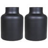 Floran Bloemenvaas Milan - 2x - mat zwart glas - D15 x H20 cm - melkbus vaas met smalle hals - Vazen