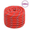 vidaXL Boottouw 20 mm 100 m polypropyleen rood