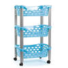 Keukentrolley/roltafel 3 laags kunststof blauw 40 x 65 cm - Opberg trolley