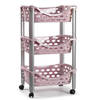 Keukentrolley/roltafel 3 laags kunststof roze 40 x 65 cm - Opberg trolley