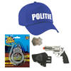 Politie verkleed cap/pet blauw met pistool/holster/badge/handboeien voor kinderen - Verkleedhoofddeksels