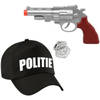 Politie verkleed cap/pet zwart met pistool voor volwassenen - Verkleedhoofddeksels