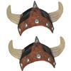 Set van 2x Viking verkleed helm bruin/beige voor volwassenen - Verkleedhoofddeksels