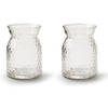 2x Stuks Bloemenvazen - helder bewerkt/transparant glas - H16 x D12 cm - Vazen