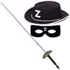 Zorro verkleed set zwart masker-hoed-sabel 60 cm voor kinderen - Verkleedattributen