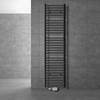 Badkamerradiator Sahara 400x1800 mm antraciet gebogen met middenaansluiting en universele aansluitset