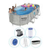 Bestway - Power Steel Swim Vista - Opzetzwembad inclusief filterpomp en accessoires - 549x274x122 cm - Steenprint