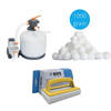 Bestway - Zandfilterpomp 11355 L/u & Filterbollen 1000 gram & WAYS Scrubborstel