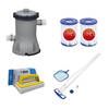 Bestway - Zwembadstofzuiger AquaClean & Filterpomp 2006 L/u & 2 Filters Type II & WAYS Scrubborstel