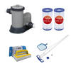 Bestway - Zwembadstofzuiger AquaClean & Filterpomp 5678 L/u & 2 Filters Type III & WAYS Scrubborstel