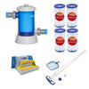 Bestway - Zwembadstofzuiger AquaClean & Filterpomp 5678 L/u & 4 Filters Type III & WAYS Scrubborstel