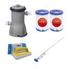 Bestway - Zwembadstofzuiger AquaReach & Filterpomp 3028 L/u & 2 Filters Type II & WAYS Scrubborstel