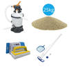 Bestway - Zwembadstofzuiger AquaClean & Zandfilterpomp 3028 L/u & Filterzand 25 kg & WAYS Scrubborstel