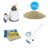 Bestway - Zwembadstofzuiger AquaClean & Zandfilterpomp 5678 L/u & Filterzand 25 kg & WAYS Scrubborstel