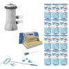 WAYS - Zwembad Onderhoud - Onderhoudsset Deluxe & Filterpomp 2271 L/u & 12 Filters Type A & WAYS Scrubborstel