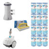 WAYS - Zwembad Onderhoud - Zwembad Stofzuiger ZX50 & Filterpomp 3407 L/u & 12 Filters Type A & WAYS Scrubborstel