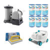 WAYS - Zwembad Onderhoud - Bodemzuiger ZX300 & Filterpomp 9463 L/u & 6 Filters Type B & WAYS Scrubborstel