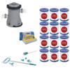 WAYS - Zwembad Onderhoud - Onderhoudsset Deluxe & Filterpomp 1249 L/h & 12 Filters Type I & WAYS Scrubborstel