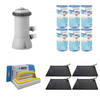 WAYS - Zwembad Onderhoud - 4x Zwembad verwarming & Filterpomp 2271 L/u & 6 Filters Type A & WAYS Scrubborstel