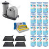 WAYS - Zwembad Onderhoud - 4x Zwembad verwarming & Filterpomp 5678 L/u & 12 Filters Type A & WAYS Scrubborstel