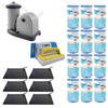 WAYS - Zwembad Onderhoud - 6x Zwembad verwarming & Filterpomp 5678 L/u & 12 Filters Type A & WAYS Scrubborstel