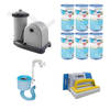 Intex Skimmer & Filterpomp 5678 L/u & 6 Filters Type A & WAYS Scrubborstel