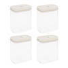 Krumble Voorraadpot rechthoek - set van 4 - 1300 ML - Plastic - Beige