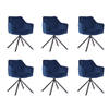 Bronx71 Velvet eetkamerstoel Furtado draaibaar blauw - Eetkamerstoelen set van 6.