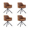 Bronx71 Industriële eetkamerstoel Dex cognac eco-leer - Eetkamerstoelen set van 4.