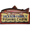 Clayre & Eef Wanddecoratie 61x39 cm Bruin Blauw Ijzer Fishing Muurdecoratie Wandversiering Tekstbord