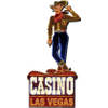 Clayre & Eef Wanddecoratie 35x70 cm Bruin Blauw Ijzer Casino Las Vegas Muurdecoratie Wandversiering Tekstbord