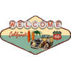 Clayre & Eef Wanddecoratie 49x27 cm Groen Rood Ijzer Welcome to California Muurdecoratie Wandversiering Tekstbord