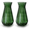 2x Stuks Bloemenvazen - groen/transparant glas - H15 x D10 cm - Vazen