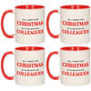 Set van 4x stuks mokken / bekers All I want for Christmas is to be with my colleagues 300 ml - Bekers