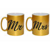 Gouden Mrs en MR cadeau mokken / bekers set voor koppels 330 ml - feest mokken