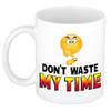 Dont waste my time cadeau mok / beker wit met smiley - cadeau collega - feest mokken