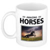 Foto mok zwart paard beker - amazing horses cadeau zwarte paarden liefhebber - feest mokken