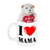 Cadeau beker I love Mama + beertje met hartje - Moederdag/ moeder cadeautje - feest mokken