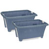 2x stuks kunststof wasmand op poten blauw 38 liter 60 x 40 cm - Wasmanden