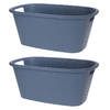 2x Wasmand/wasgoed draagmanden grijsblauw 35 liter 60 x 40 x 25 cm huishouden - Wasmanden