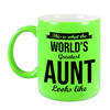 Worlds Greatest Aunt / tante cadeau mok / beker neon groen 330 ml - feest mokken