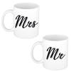 Mrs and Mr bruiloft / bruidspaar cadeau koffiemok / theebeker wit 300 ml - feest mokken