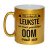 Leukste en meest geweldige oom cadeau mok / beker goudglanzend 330 ml - feest mokken