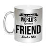 Worlds Greatest Friend cadeau mok / beker zilverglanzend 330 ml - feest mokken
