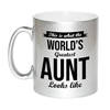 Worlds Greatest Aunt / tante cadeau mok / beker zilverglanzend 330 ml - feest mokken