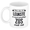 Leukste en meest geweldige zus cadeau mok / beker wit 300 ml - feest mokken