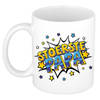 Stoerste papa cadeau mok / beker wit met sterren 300 ml - feest mokken