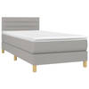 vidaXL Boxspring met matras stof lichtgrijs 90x190 cm